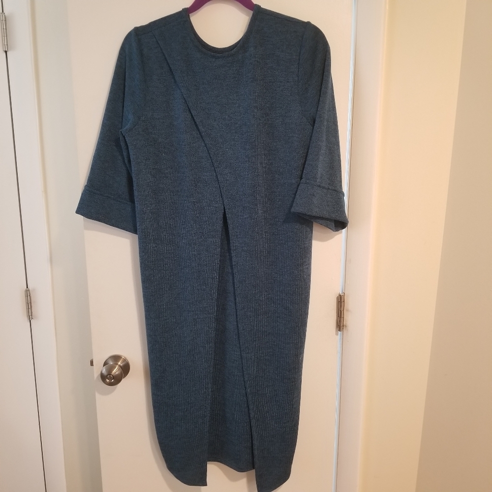 Linear Reversible sweater knit midi dress